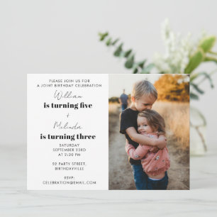 Invitation Double Photo Fête d'anniversaire conjointe