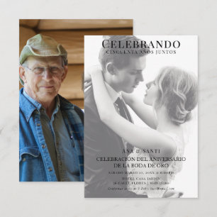 Invitation Double Photo Jeune/Vieux 50e Anniversaire