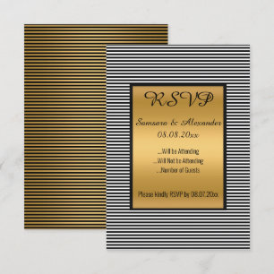 Invitation Double RSVP Black White Gold