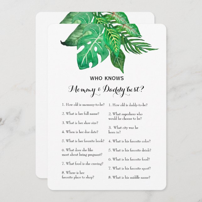 Invitation Double Side 2 Baby shower - Conseil| Qui sait (Devant / Derrière)