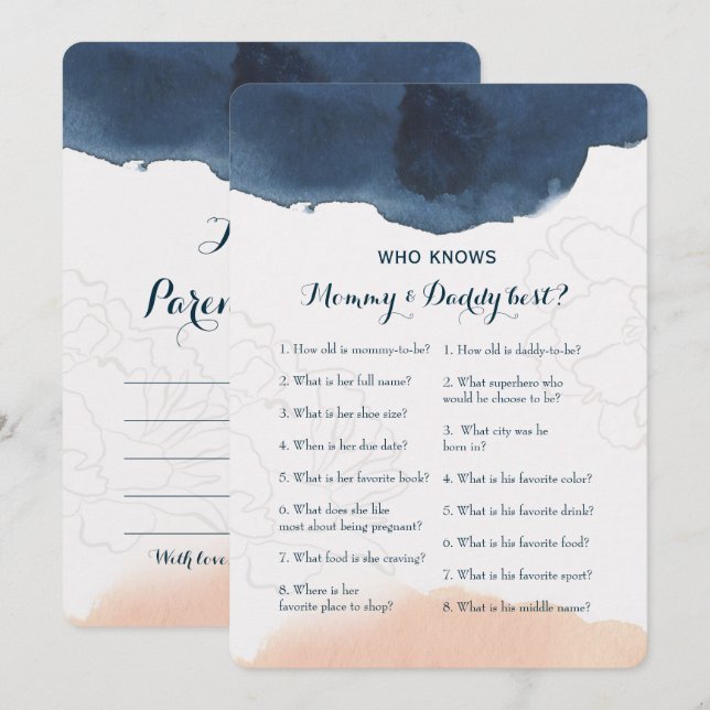 Invitation Double Side 2 Baby shower - Conseil| Qui sait (Devant / Derrière)
