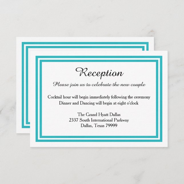 Invitation Double Teal Trim-Invitation de réception (Devant / Derrière)