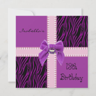 Invitation Douce 13e Anniversaire Rose Violet