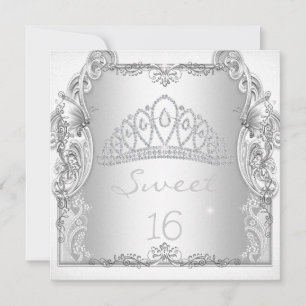 Invitation Douce 16 16ème DOUCE SEIZIÈME Diadème Blanc Annive