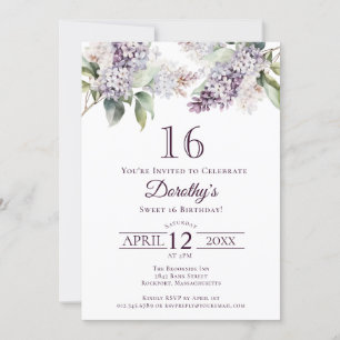 Invitation Douce 16 Fleur Lilac au printemps violet