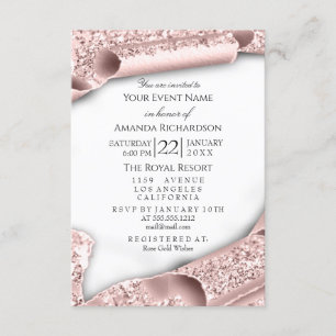 Invitation Douce 16e anniversaire Fête des mariées 3D Rose bl