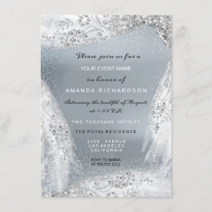 Invitation Douce 16e robe de diamant nuptiale gris argent