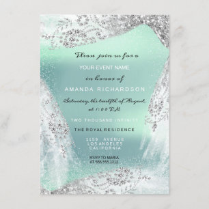 Invitation Douce 16e robe de diamant nuptiale gris Mint d'arg