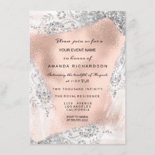 Invitation Douce 16e robe de diamant nuptiale gris Rose d'arg