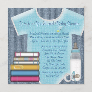 Invitation Douce Baby Boy Bring A Book Baby Shower