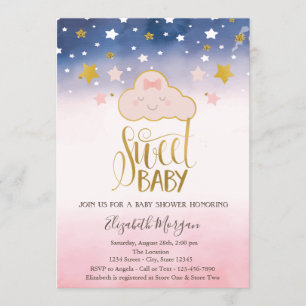 Invitation Douce Baby Cloud Stars Baby Shower