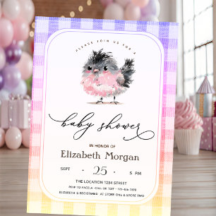 Invitation Douce Baby Shower à carreaux de poulet fantaisiste