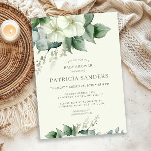 Invitation Douce baby shower aquarelle rustique eucalyptus