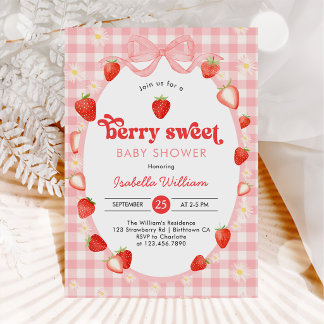 Invitation Douce Baby Shower aux Fraises d'Été