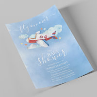 Douce Baby Shower d'avion à l'aquarelle