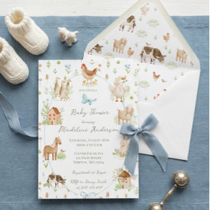 Invitation Douce Baby Shower de Ferme Grandmillénaire Peinte