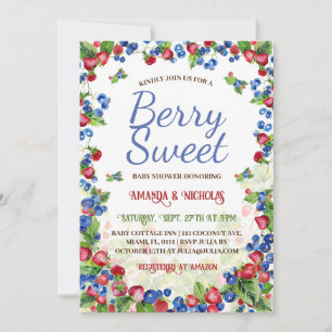 Invitation Douce Baby Shower d'Été aux Fruits Rouges 