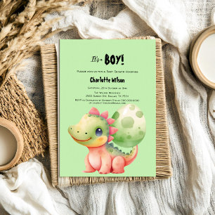 Invitation Douce Baby-Shower Dinosaure Bébé Aquarelle
