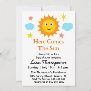 Invitation Douce Baby Shower Ensoleillée Voici Le Soleil 