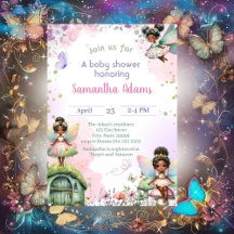 Douce Baby Shower Fée Afro-Américaine