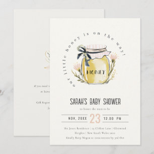 Invitation Douce Baby Shower Pot à Miel Aquarelle Pastel