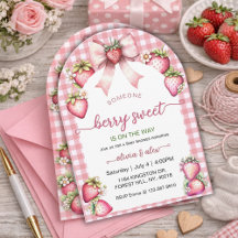 Douce Baby Shower Rose à Carreaux Coquette