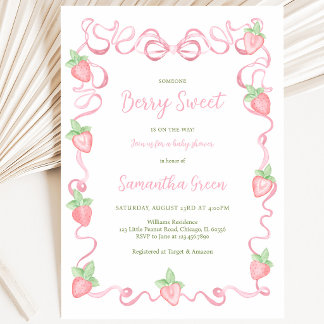 Invitation Douce Baby Shower Rose aux Fruits