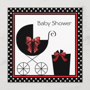 Invitation Douce Baby Shower Rouge et Noir