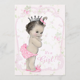 Invitation Douce Baby Shower Shabby Chic Rose Pâle