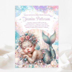 Invitation Douce Baby Shower Sirène Endormie