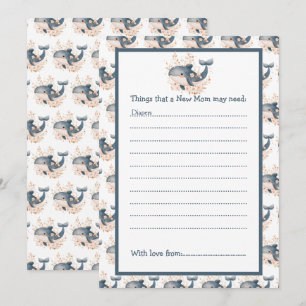 Invitation Douce Baleine Florale pour Baby Shower