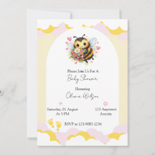 Invitation Douce Bourdonne avec un Bouquet Floral
