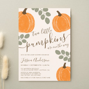 Invitation Douce Citrouille Eucalyptus Automne Jumeaux Baby S