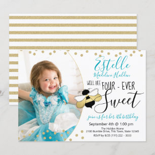 Invitation Douce comme peut Beth Quart Anniversaire Photo