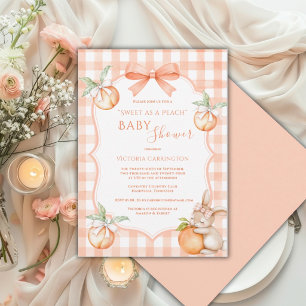 Invitation Douce comme une Pêche Fête de Naissance à Carreaux