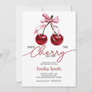 Invitation Douce Coquette Cerise sur le Haut Baby Shower