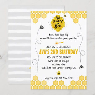 Invitation douce d'anniversaire d'abeille