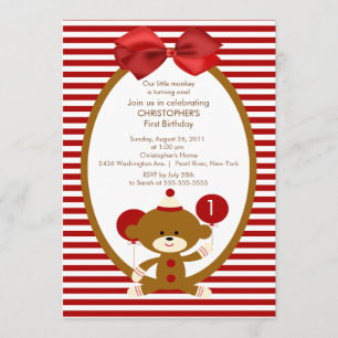 Invitation douce d'anniversaire de enfant de singe