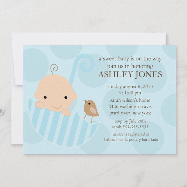 Invitation douce de baby shower de garçon de (Devant)
