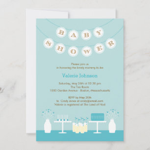 Invitation douce de baby shower de Tableau - bleu