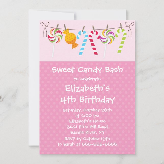 Invitation douce de fête d'anniversaire de coup de (Devant)
