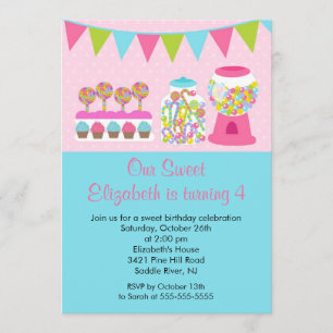 Invitation douce de fête d'anniversaire de fille