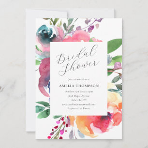 Invitation Douce et Élégante Fête de Mariage aux Fleurs Aquar