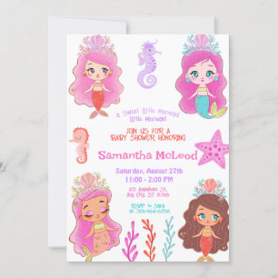Invitation Douce Fée de la Mer Baby Shower Sous l'Océan Bébé
