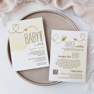 Invitation Douce Fête Bébé Abeille Tout en Un