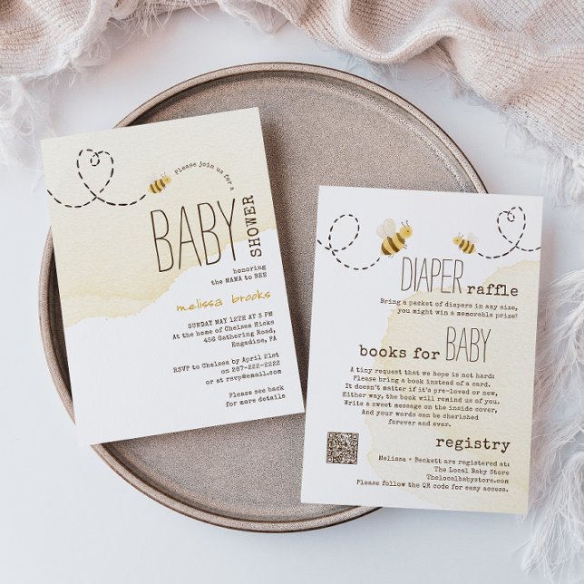 Invitation Douce Fête Bébé Abeille Tout en Un (Créateur téléchargé)