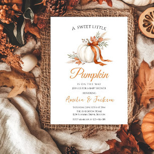 Invitation Douce Fête d'Automne Bébé Citrouille Baby Shower 
