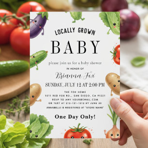 Invitation Douce Fête de Bébé de Ferme de Légumes Locaux