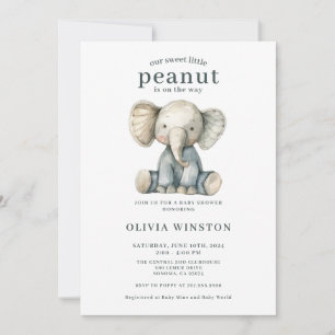 Invitation Douce Fête de Bébé Éléphant Petite Cacahuète