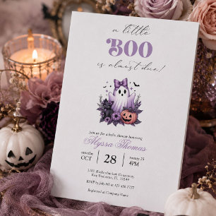 Invitation Douce Fête de Bébé Fantôme Violet